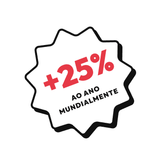 +25% ao ano mundialmente